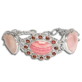 Sterling Silver Rhodocrosite, Pink Shell Heart, White Pearl, Rhodonite and... by Amazon.com Collection