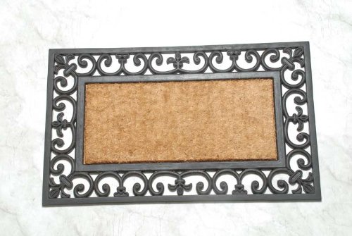 Homescapes - Door Mat - Coir & Wrought Iron Effect - 45 x75 cm - Indoor and Outdoor doormat - Heavy Duty Scrapper Mat