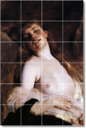 Charles Chaplin Nudes Custom Tile Mural 20. 18x24 inches using (12) 6x6 ceramic tiles.