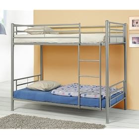 Modern Contemporary Silver Metal Twin Size Bunk Bed