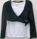 Girl Size 14.5 - 16.5, White Full Sleeve Shirt Top Blouse Black Shimmery Waist Coat