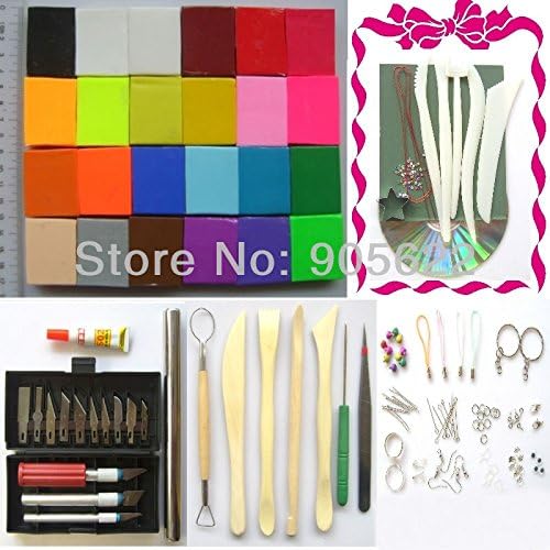 Fimo Soft Polymer Clay Set,24pcs of 24 Colors+free Tools Accessorie+free Tutorial,20g Per Pc Clay,total 480g