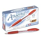 Bic Atlantis Retractable Medium Point Nonrefillable Red Ink Ball Pen 12 Pack (VCG11RD)