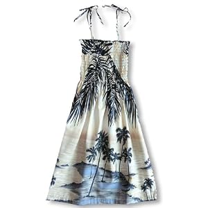 Island Escape Spaghetti Strap Hawaiian Aloha Smocked Sun Dress