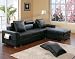 Kitchen & Housewares : Black Leather Pull Out Sleeper Sectional Sofa Modern Furniture