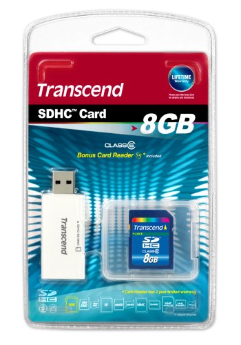 Transcend TS8GSDHC6-S5W 8GB SDHC6 Memory Card with Card Reader under The Electronics Store