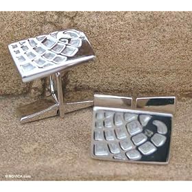 Cufflinks, 'Globetrotter' 0.8" W 0.6" L