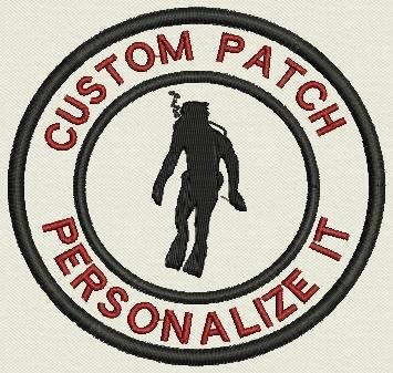 Scuba Diving Embroidered Circle Patch 3.5" - Add Your Name or Text