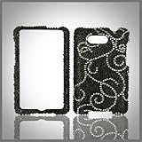 Silver Swirl on Black "Cristalina" crystal bling case-cover for HTC Aria Li ....