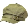New Ribbed Buckle Belt Newsboy Cabbie Gatsby Cap Hat Olive