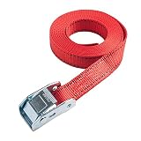 25mm幅カムバックルベルト　エンドレスタイプ　1.5M　赤