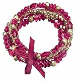 Primrose Hill Ladies B2873 Red & Gold 7 Strand Stretch Bracelet