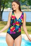 Longitude® Dynasty Plus Size Side Shirred Surplice - Plus Size Swimwear Plus Size Swimsuits