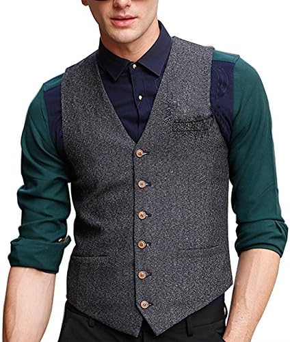 Zicac Men's 6 Button Suit Separate Vest (M, Grey)