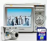 SVP DC-836-Silver 8MP 3x Optical Zoom 2.4 LCD Digital Camera (8GB SVP SDHC Memory Card Included)