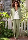 Garment-washed Linen/Cotton Flat-front Pants