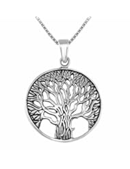 Celtic Tree of Life Pendant Necklace 925 Sterling Silver with 18" Chain