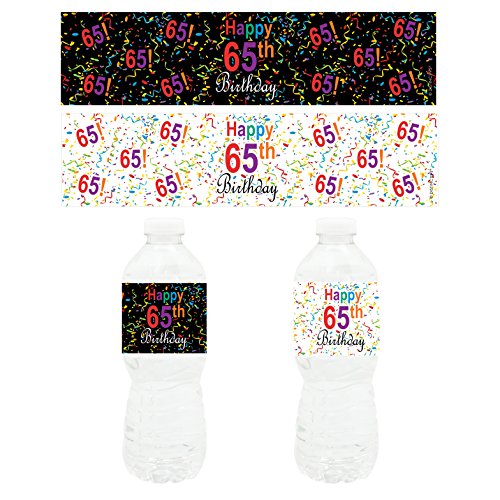 Happy 65th Birthday Party - Water Bottle Labels (Set of 20)