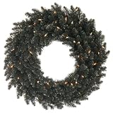 Pack of 2 Pre-Lit Black Ashley Spruce Christmas Wreaths 30