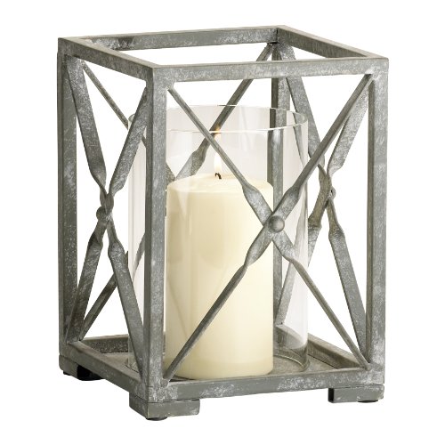 Med. Antique Moss Gray Square Candleholder