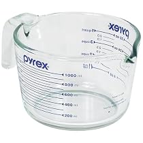 Pyrex Prepware 4-Cup Measuring Cup, Clear with Blue Measurements