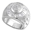 Sterling Silver Men's Ring - Clear CZ - 7mm Band Width - 17mm Face Height - Sizes: 8-12