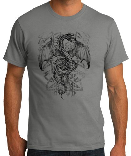 TshirtsXL Men's Twisted Dragon Graphic T-Shirt (Also in Big & Tall Sizes)
