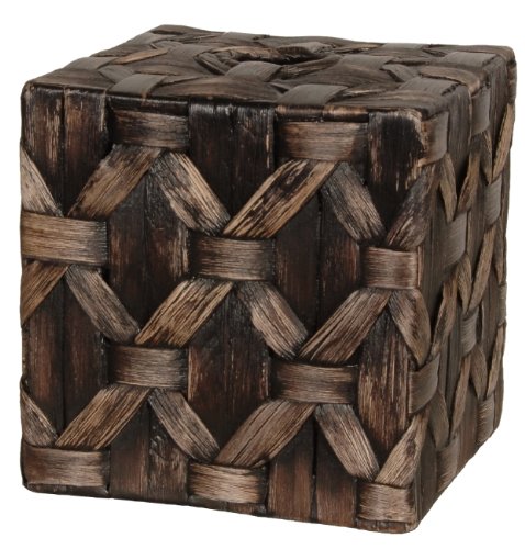 Lamont Home Nadina Water Hyacinth Woven Boutique Tissue Box Cover, Chocolate