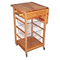 Drop-Leaf Basket Kitchen Cart- Natural (33")