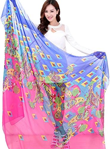 SenchantBCU Chiffon Women Sexy Oversized Shawl Wrap Beach Cover Up (Blue)
