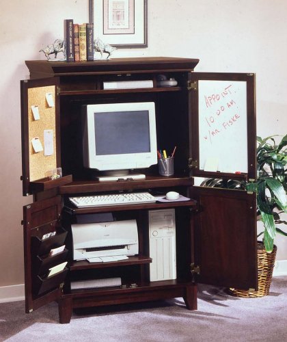 Coffee-finish Computer Armoire