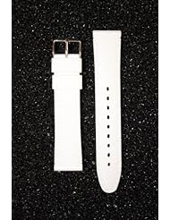 18mm Pearl White Rubber/Silicone Watchband with Stitching by Toscana