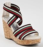 Bamboo VESPER-05 Casul Strappy Elastic Stripe Platform Cork Wedge Heel Sandal
