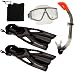 Body Glove Snorkeling Scuba Dive Mask Fins Dry Snorkel Gear Set