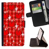 BOOK CASE - FOR Samsung Galaxy S6 active/G870A/G890A (Not Fit S6) - Star filled red love - Folio PU Wallert Leather Case