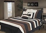 5Pcs Twin Black Avenue Micro Suede Duvet Set