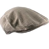 LINEN COTTON STRIPE PLAID IVY DRIVING GOLF CAP HAT SPRING BROWN MESH S/M SMALL - MEDIUM