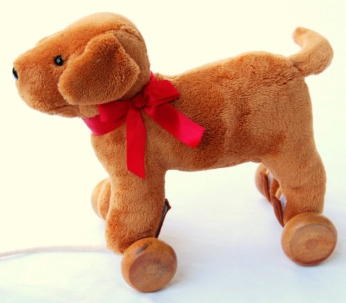 Buy A Pull Along Dog with removable wooden wheels so it doubles up as a cuddly soft toy as well. How clever is that? online at Discounted New and Used prices. Delivered to your door with Childrens Toyshop.com
