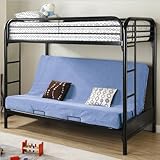 Twin Full Size Convertible Futon Bunk Bed in Black Finish