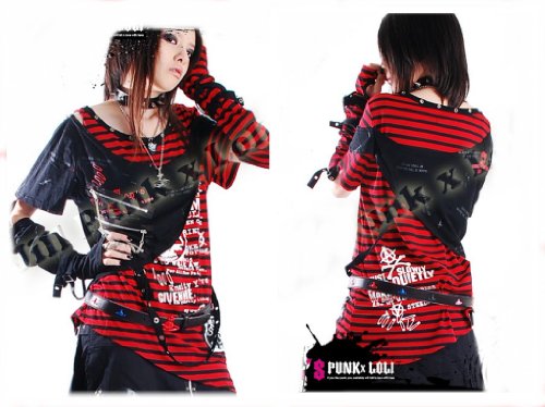 【ゴスロリワールド】GLP ゴシックパンク重ね長袖 カットソー