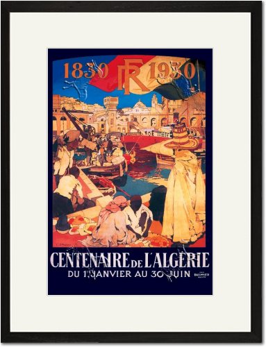 Black Framed/Matted Print 17x23, Centenaire de l'Algerie: 1830-1930