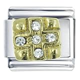 Pugster Golden Italian Charm Plated Rhinestone Celtic Cross Religious