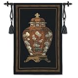 Large Oriental Jar Handwoven Wall Hanging Fabric Tapestry Home Decor