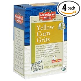 Arrowhead Mills Organic Yellow Corn Grits, 24-Ounce Boxes (Pack of 4)