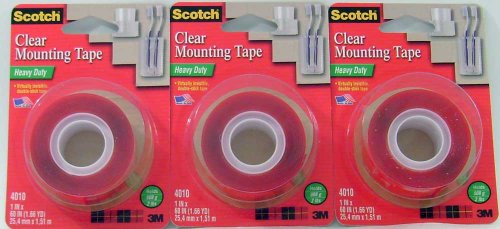 Scotch 3m Heavy Duty Clear Mounting Tape #4010 1x60 Roll 3 Pack FREE SHIPPING