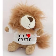 Pl�sch L�we Schl�sselhalter mit einem T-shirt mit Aufschrift mit Ich liebe Crete
