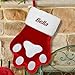 GiftsForYouNow Red Paw Print Personalized Dog Christmas Stocking, Embroidered with Red Thread, 100% Polyester, Customized Dog Stocking, Holiday Pet Decorations