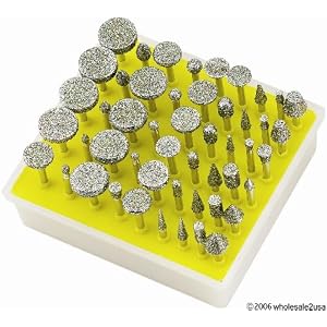- 50 Diamond Burs w  Mandrels Tool Bits for Dremel NIB {+ 1pc name tag} by 