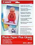Canon PP-101 Fotopapier (Fotoglanzpapier Plus A4, 20 Blatt, hochgl�nzende Oberfl�che, Gewicht 270 g/qm)
