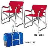 ◆即納◆ Coleman(コールマン) ニューキャプテンチェア2脚(レッド)&キャリーケース 3点セット